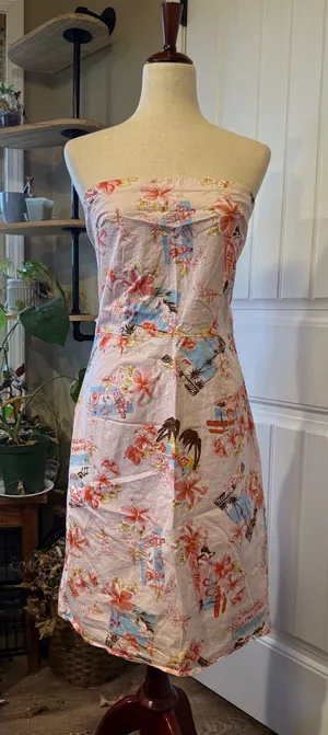 Peep Studio Pink Floral Tropical Resort Beach Strapless Dress Size Small‎ thumbnail 1