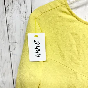 Frnch Dress Women Size M/L Yellow Crepe Round Neck‎ Short Sleeve Shift Mini Sun thumbnail 2