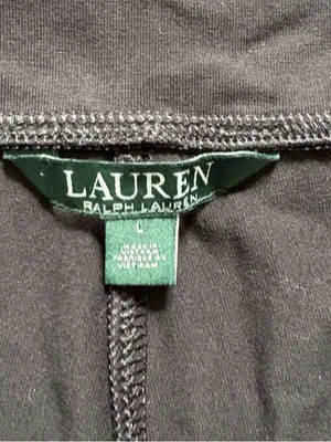 Lauren Ralph Lauren Black Flare Wide Leg Mid Rise Leggings Yoga Pants Womens L thumbnail 8