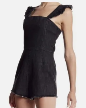 Honey Punch Black denim romper thumbnail 1