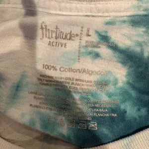Flirttude Active Green White Long Sleeve Tee Tshirt 100% Cotton Tie Dye Shirt L thumbnail 3
