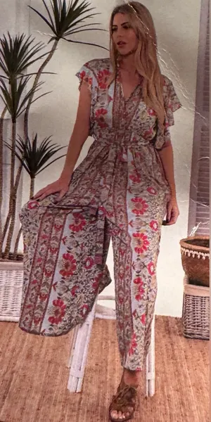 Cienna Designs Naomi Floral Boho Wide-Leg Jumpsuit — Size Medium thumbnail 1