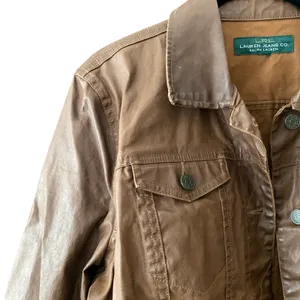 LRL Lauren Jeans Co. Coated Brown Jacket Size Small thumbnail 2