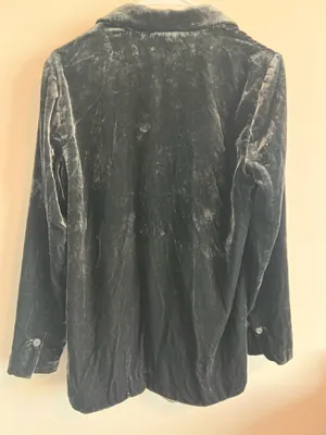 Anthropologie Alessia Velvet Blazer Jacket Womens S Emerald Green Crushed Velvet thumbnail 9