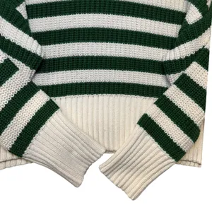 Madewell Womens Wide Ribbed Striped Turtleneck Sweater Small Ivory Green thumbnail 5