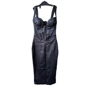 House of CB FIORELLA Black Satin‎ Corset Midi Dress Size Small Feminine Sexy thumbnail 7