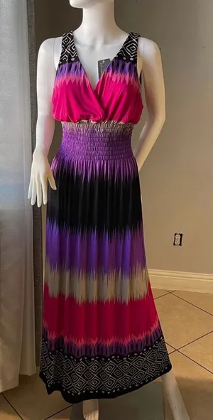 Pink New Women’s striped sleeveless dress size XL For size 14-16 thumbnail 1