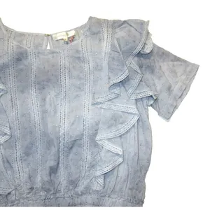 NWT LoveShackFancy Natasha Mini in Washed Denim Hand Dye Ruffle Cotton Dress M thumbnail 8