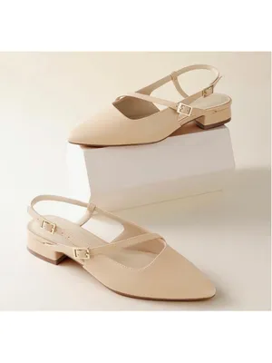 NEW Slingback Low Heels Closed Pointed Toe Ankle Strap Memory Foam 9.5 thumbnail 3