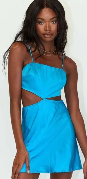 Princess Polly Audrey Cutout Mini Dress Blue thumbnail 1