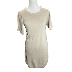 M Patmos Silk Cashmere Ruched Knit Sweater Dress Oatmeal XS thumbnail 2