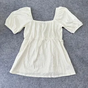 Old‎ Navy Maternity Square Neck Puff Sleeve Empire Waist Top Cream White Medium thumbnail 1
