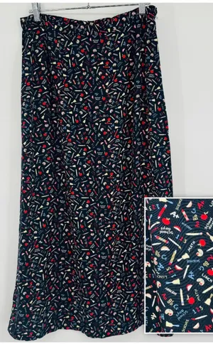 Vintage Christopher & Banks School Print Midi Skirt, Size 8, Teacher thumbnail 1