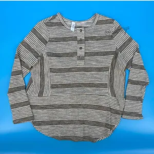 L Love Y2K Vintage Striped Women's Long Sleeve Henley Top Size M NWOT thumbnail 1