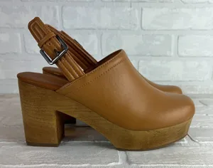 Universal‎ Thread Watson Clogs Womens 7.5 Brown Faux Leather Slingback Platform thumbnail 1