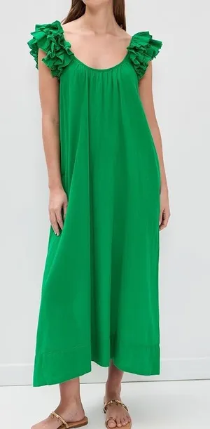 The GREAT Ruffle Green Cover-Up Dress -size small thumbnail 1