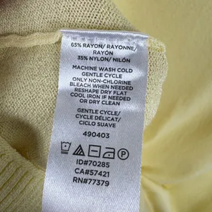 Ann Taylor Factory Womens‎ XL Pale Yellow Square Neck Pointelle Knit Sweater Top thumbnail 5