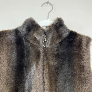 Women's Faux Fur Vest Full‎ Zip Ann Taylor Luxury Mock Neck Small thumbnail 5