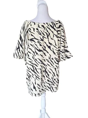 Anthropologie Entro Zebra Print Puff Sleeve Blouse Top Womens Small NEW thumbnail 3