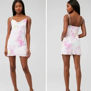 Revolve RESA Teenie Mini Dress Cotton Candy Tie Dye‎ XS Cowl Neck Tie Straps NEW thumbnail 12
