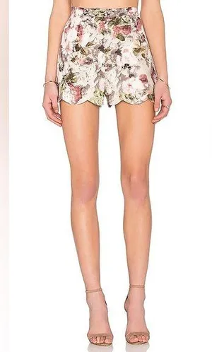 Lucca Couture (Revolve) Scallop hem floral high waisted dressy shorts thumbnail 1