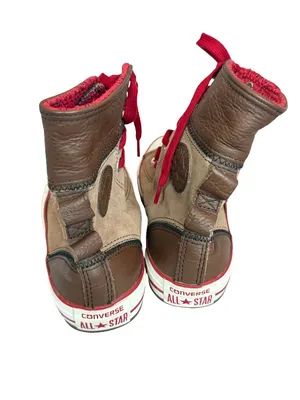 Converse All Star Tan Brown Canvas Leather High Sneaker Boot Lace Size 7 Women's thumbnail 11