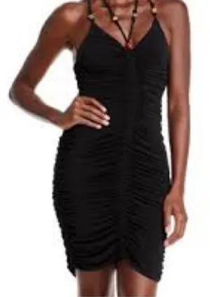 Papaya Black Ruched Spaghetti-Strap Mini Dress 0127 thumbnail 1