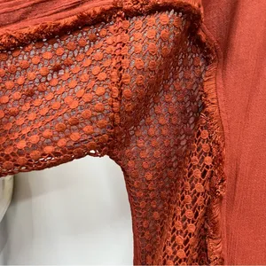 NWT Free People mauve Rust Hooded Poncho with Tassels 100% cotton oversized thumbnail 10