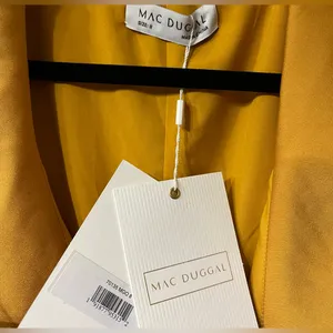 New Mac Duggal IEENA 70135 Bishop Sleeve Wrap Short Dress – Marigold - Size 8 thumbnail 5