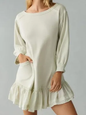 Anthropologie Daily Practice Eldridge Ruffle Hem Mini Sweater Dress Green M thumbnail 1