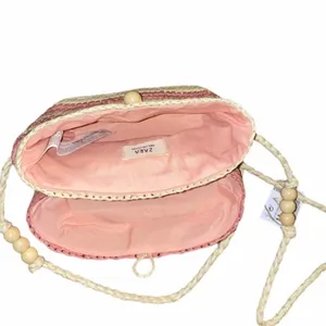 NWT ZARA Jute Striped Beaded Crossbody Bag thumbnail 7