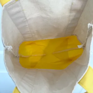 Trader Joe's Yellow and Cream Mini Tote Bag thumbnail 5