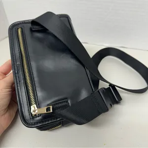 Amanda Uprichard Black Faux Leather Quilted Belt Bag Fanny Pack Purse Bag thumbnail 4