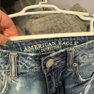 American Eagle Dual Color‎ Acid Wash Distressed Denim Jean Shorts Blue Size 00 thumbnail 4