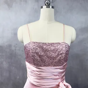 Vtg Lenovia Sequin Satin Dress Medium Prom Formal Y2K Coquette Balletcore Glam‎ thumbnail 3