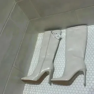 ZARA Size 41 Ivory Pull-On Almond Toe High Block Heel Tall Boots NB NWT thumbnail 5
