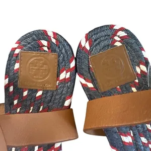 Tory Burch Beaded Espadrille Sandals Red‎ White Blue 7 Nautical thumbnail 4