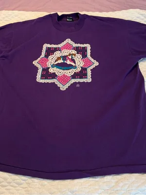 Vintage 80s Best Fruit of the Loom T Shirt Rocking Horse Adult Size XXL Purple thumbnail 8
