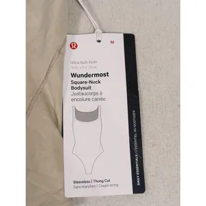 NWT Lululemon Wundermost Nulu Bodysuit Size M Riverstone Beige Neutral Layer thumbnail 6