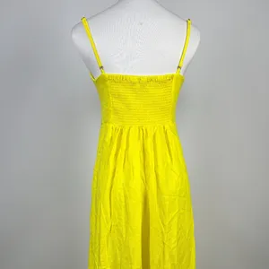 NWOT Farm Rio Linen Blend Yellow Sleeveless Midi Dress Size L thumbnail 12