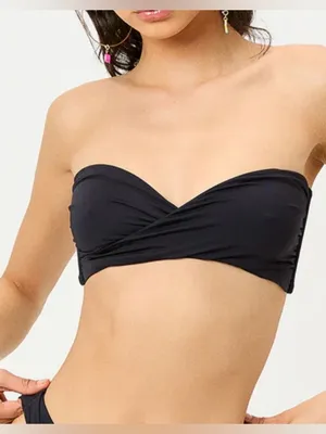 Frankie's Bikinis‎ Black Margo Strapless Bandeau Bikini Top Size S thumbnail 1