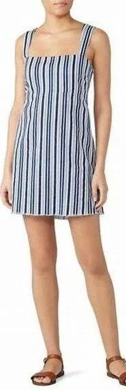 Show Me Your Mumu Blue White Striped Aria Sleeveless Square Neck Mini Dress M thumbnail 1