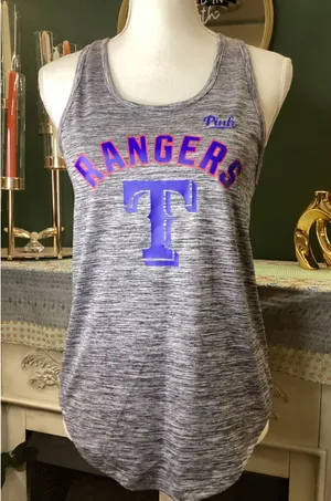 Victoria's Secret PINK Texas Rangers MLB Tank Top Gray Space Dye Racerback‎ XS thumbnail 1