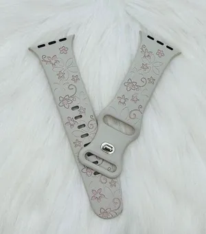 Floral Design Apple Watch Bands in Beige pink 42mm 44mm 45mm 49mm thumbnail 1