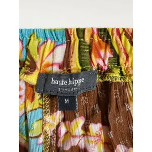 Haute Hippie Style Floral Paisley Print Wide Leg Pants Medium Wooden Bead Tie thumbnail 6