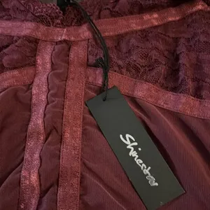 Shinestar Burgundy Sheer Lace Bodysuit Teddies Size M thumbnail 5