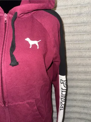 Victoria’s Secret PINK Burgundy Zip Hoodie S thumbnail 2