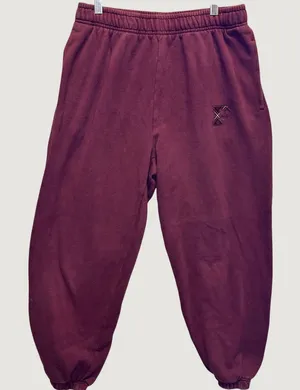 2130 | PINK Victoria's Secret Relaxed Fleece Jogger Sweatpants Burgundy Womens M thumbnail 1
