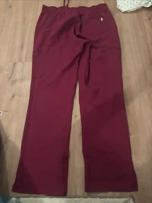 Med Couture Burgundy Cargo Scrub Pants Red thumbnail 2