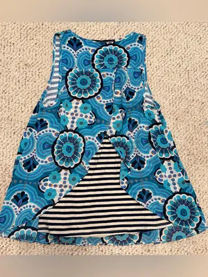 Meadow Rue Anthropologie Blue Medallion Print Layered Tank‎ Top XS thumbnail 4